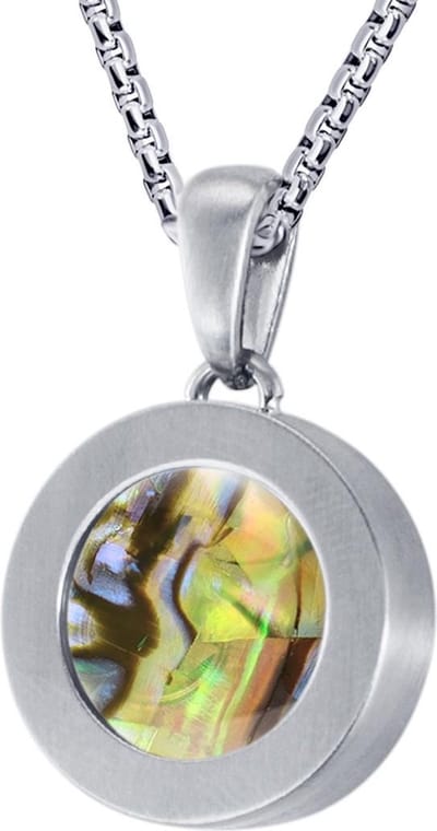 Quiges 12mm Mini Munt Hanger Zilverkleurig RVS Mat met Schelp Multi Groen Munt en Bolletjes Ketting 42-46cm