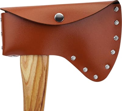 Leer Bijlhouder voor Kampeerbijl - Bruin, Geschikt voor Bijlen 10.5cm - 12cm