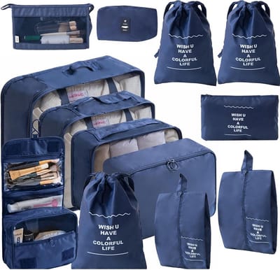Koffer Organizer Set - Reis Tassen - Bagage Ordenen - Waterdichte Stof - 13 Delig - Marineblauw
