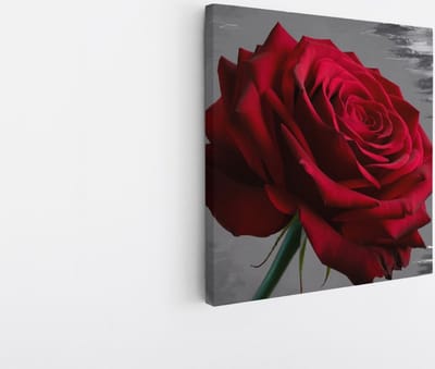 Saammp Canvas Schilderij - Abstracte Rode roos - bloemen - Natuur - 20x20 - Foto op canvas - Wanddecoratie - Muurdecoratie Woonkamer - Kantoor Decoratie