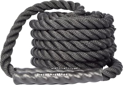 Battle Rope 9 Meter - Soft Grip Fitness Touw - Ideaal voor Krachttraining, Crossfit & Workouts - Zwart Ø 25 mm