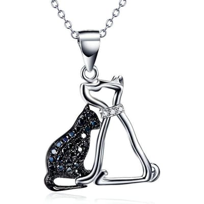 Mode Huisdier Kat en Hond Hanger Origineel 925 Sterling Zilver Eenvoudige Ketting voor Vrouwen 45cm gray