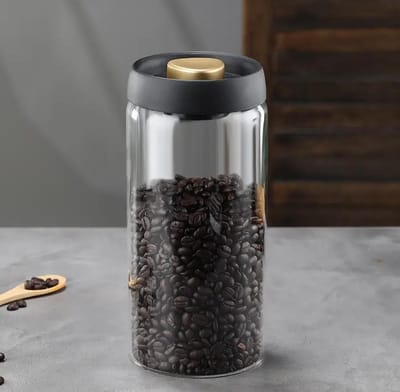 Flavers - vacuüm pot - 1800 ML - luchtdichte voorraadpot - koffie voorraadpot - Glas – koffiepot – koffieblik – bewaarblik – bewaarblik – coffeevac - koffie potten - glazen voorraadpot - weckpot - voorraadpotten met deksel - koffie voorraadpot