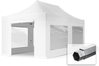 3x6 m Easy Up partytent Vouwpaviljoen met zijwanden (4 panorama), PROFESSIONAL alu 40mm, wit