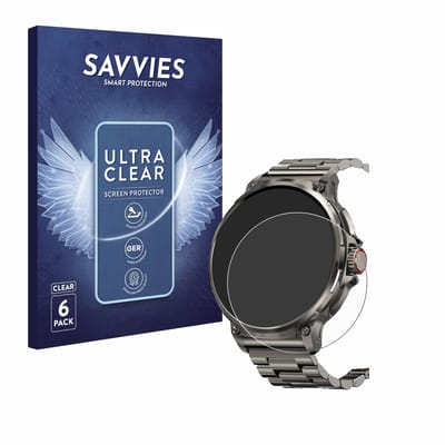 Savvies - Screenprotector voor Tesofit Smartwatch 1.85" (rond) - Folie Beschermfolie transparant 6 Stuks