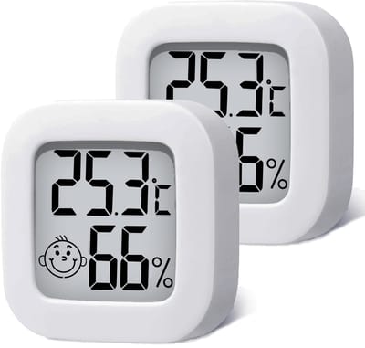 2 stuks - Mini digitale binnenthermometer - Weerstation - Thermometer - Zeer nauwkeurige temperatuurmonitor - Thermometer Voor Binnen - Hygrometer - Thermo-hygrometer - Comfortniveau-indicator - Wit