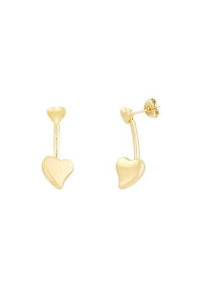 Double heart oorbellen - yehwang - roestvrij staal
