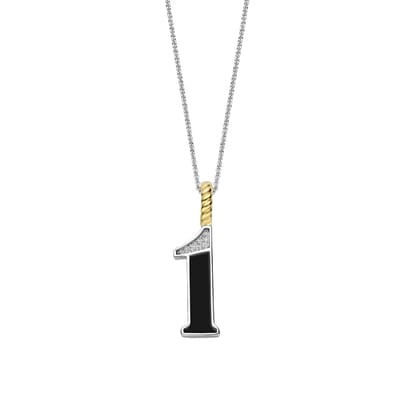TI SENTO Dames Hanger - 925 zilver - Cijfer 1 - Zwart - 6841BL_1