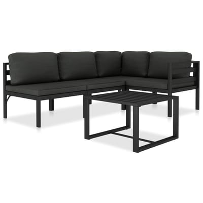 vidaXL - 5-delige - Loungeset - met - kussens - aluminium - antraciet