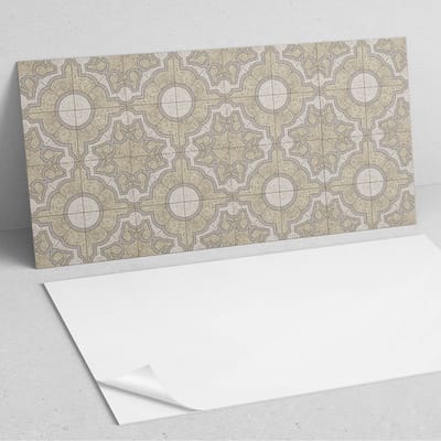 Coloray Wandpanelen Zelfklevend - Mozaïekpatroon met cirkels PVC Wandpaneel - 100 cm x 50 cm - Beige Wandbekleding Zelfklevend - 1 stuk - Texturen Wandpanelen Zelfklevend - Wandbord Keuken - Wandpaneel Badkamer