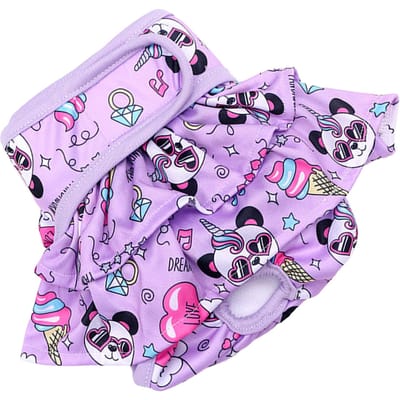 Couches pour Chienne Motif Panda Mignon Anti-Fuite Respirantes Réutilisables Lavables Culottes pour Chien XS