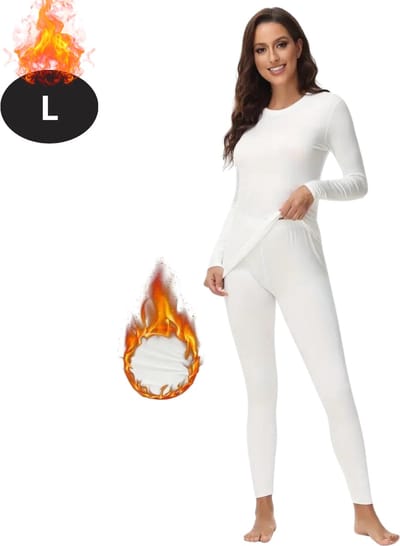 Bovista Thermokleding Dames - Thermobroek - Thermoset - Thermolegging - Winter - Thermoshirt - Ivoorwit - L