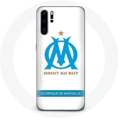 Coque - Olympique de Marseille - Huawei P30 - Logo - Blanc - Rigide blanc