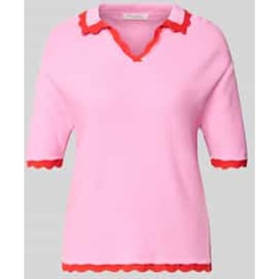 Gebreid shirt met polokraag en V-hals