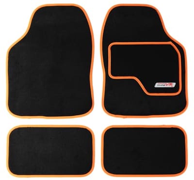 Universele Auto Vloermat Set met Antislip Achterkant en Oranje Rand