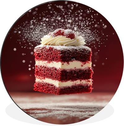 WallCircle - Wandcirkel - Muurcirkel - Rode - Velvet - Taart - Eten - Aluminium - Dibond - 30x30 cm - Binnen en Buiten