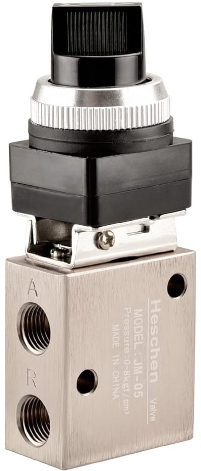 Dailygoody - Pneumatische Selectieve Drukknopmechanische Klep - 3 Weg 2 Positie - PT1/4'' - Normaal Gesloten - CV 1.2 - Voor Lucht - Aluminium
