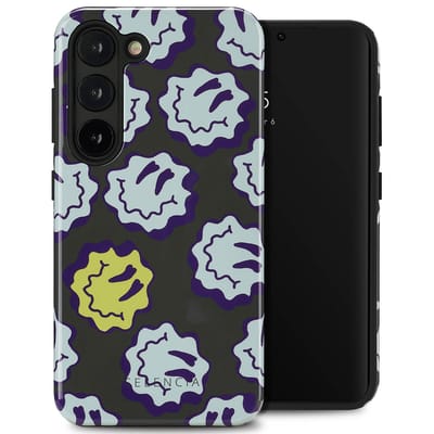 Selencia Hoesje - Geschikt voor Samsung Galaxy S23 - Backcover - Wavy Smiley Green