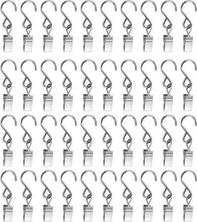 TOVBMUP Gordijnhaken - Gordijnclips - Metalen clips met S-haken - voor het ophangen van gordijnen, schilderijen, woonaccessoires - Zilver - 30 stuks