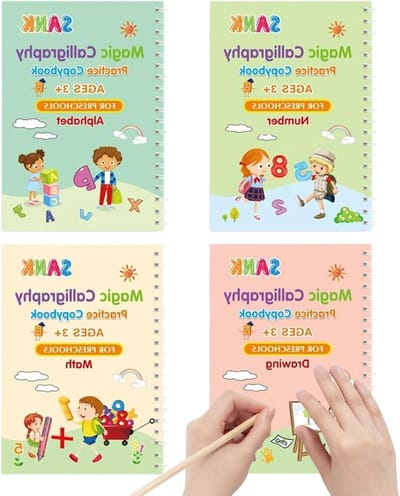 Oefenboek Schrijven - Schrijfboek Cijfers Letters - Kinderen Leren Schrijven - Herbruikbaar Met Groeven - 13x19 cm - Niet gespecificeerd
