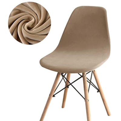 1 /2 /4 /6 -Stuks Velvet Elasticiteit Stoelhoezen Voor Eetkamer Schelp Stoelhoes Zit Overtrek Voor Eetkamerstoel Wasbaar Verwijderbaar 1-Pcs kameel