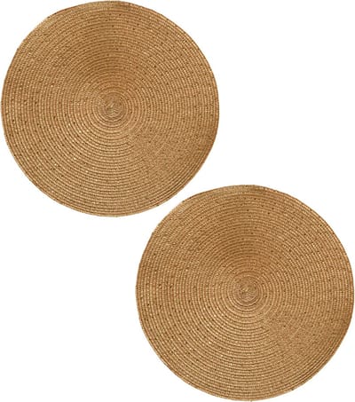 Decoris placemat - 2x - goud - D38 cm - kunststof - rond - tafel onderleggers - placemats