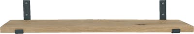 GoudmetHout® Wandplank Industrieel - 120 x 20 cm Muurplank - Eiken Hout - Decoratie Wandrek & Boekenrek - Hangplank Keuken - Wall Shelf + 2 Mat Blanke Plankdragers van Staal