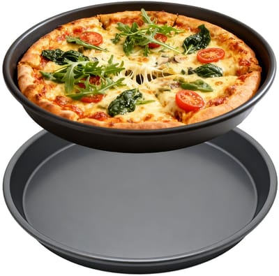 longziming -2x Deep Dish Pizzapan 8 Inch – pizzaplaat rond – Ronde Aluminium Pizzavorm met Hoge Rand – Antiaanbaklaag – Stevig en Duurzaam – voor Chicago-Style Pizza’s en Focaccia