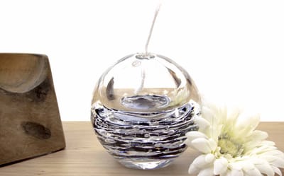 Olielamp lont - Olielamp glas - Olielamp binnen - Olielampjes voor op tafel - Zwart met decoratie
