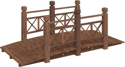 vidaXL - Tuinbrug - met - leuningen - 150x67x56 - cm - massief - vurenhout
