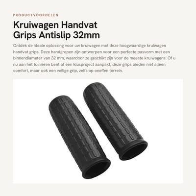 Dailygoods- Kruiwagenhandvat Antislip - 2 Stuks - Binnendiameter 30 mm - Weerbestendig - Duurzaam - Eenvoudige Installatie - Handgrepen