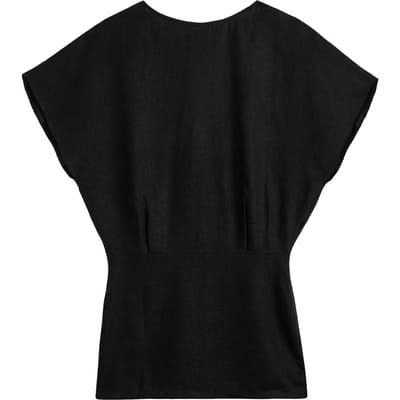 Mikuta The Black Short Linen Bat Dress Größe: XS | Blusenkleider Outlet | Damen | Schwarz