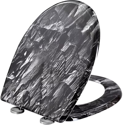 Antibacteriële Toiletbril stoney - Met Softclose - Universeel - Toiletbrillen met print - WC Bril - Toiletzitting