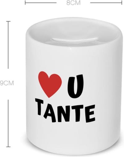 Akyol - love u tante Spaarpot - Tante - de liefste tante - verjaardag - cadeautje voor tante - tante artikelen - kado - geschenk - 350 ML inhoud