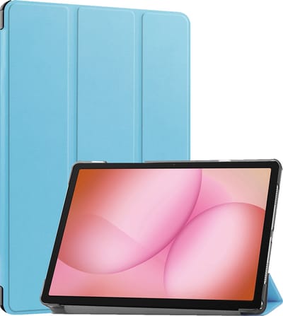 Hoes - Geschikt voor Samsung Galaxy Tab A11 Plus - Dun & Stevig - Trifold Bookcase - Hard Cover - Hardcover Book Case - Tablet Hoesje - Lichtblauw