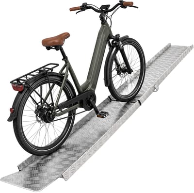 TRUTZHOLM oprijplaat, insteekbaar 150 - 270 cm verstelbare oprijplaat e-bike 50kg aluminium grijs