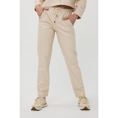 EsQualo Trousers Super Soft Vegan Leather Sand Maat: 34 | Leren broeken Outlet | Dames | Beige