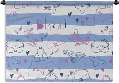 Wandkleed - Wanddoek - Bikini - Zomer - Patronen - 60x45 cm - Wandtapijt