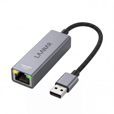LAANAR® Ethernet Adapter USB A kabel - 1000Mbps - USB A naar Ethernet / Internet - Internet Adapter - Lan Netwerkadapter 1 Gbps Gigabit - RJ45 naar USB geschikt voor Windows/Mac/Laptop/Nintendo Switch/MacBook/Surface Pro - Netwerk Dongle