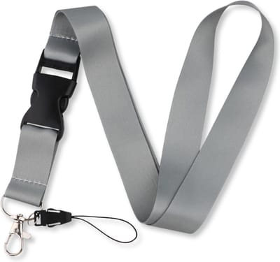 Travel Cords - keycord grijs - met handig kliksysteem - stevig lanyard - sleutels en telefoon - met telefooncord - sleutelkoord - afneembaar halskoord