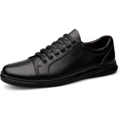 Echt Leer Heren Casual Schoenen Mode Flats Heren Sneaker Veterschoenen Voor Heren Vrije Tijd Wandelschoenen Hoge Kwaliteit Outdoor Witte Schoenen 46 zwart