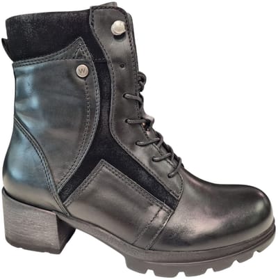 Wolky 0610030 000 Zwarte Leren Veterboots Dames - Zwart - 36