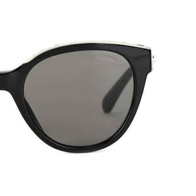 Chanel Logo Vlinder Zonnebril Unisex Zonnebril Zwart CH5414A-C534/3 54,Black gray