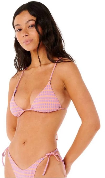 Rip Curl Isles Plaid Sliding Triangle Bikinitop Roze 2XS Vrouw