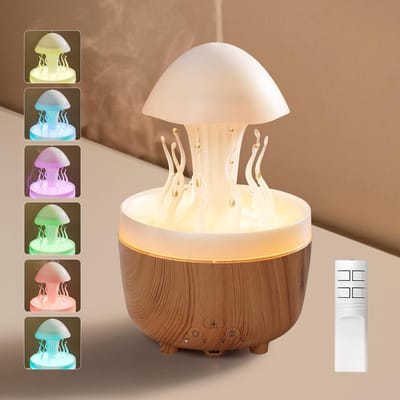 Rain Cloud Humidifier - 300 ml - 7 Kleuren - Timer 2/4/8 Uur - Automatische Afsluiting - Simulatie van Druppels en Zelfrotatie