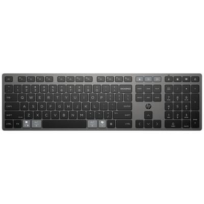 HP 725 - Toetsenbord multi-apparaat, oplaadbaar, aangedreven door SuperCapacitor - full size - draadloos - 2.4 GHz, Bluetooth - QWERTY - Internationaal Engels - schemerzwart