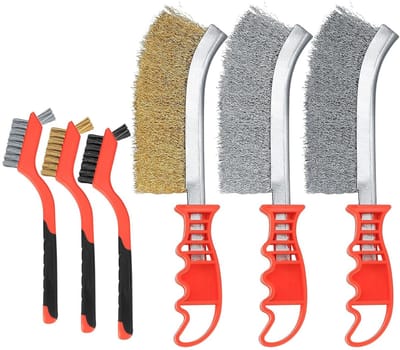 Set van 6 Draadborstels voor Diverse Toepassingen, RVS, Koper, Nylon en Metaal, Ideaal voor Houtbewerking, Schoonmaken en Roestverwijdering