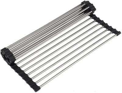 Dailygoods- Afdruiprek Hittebestendig - Roll-up Afdruiprek - Vaatwasmachinebestendig - Gootsteenaccessoires - 39 x 37,5 cm - Compact en Praktisch - Afwasrek