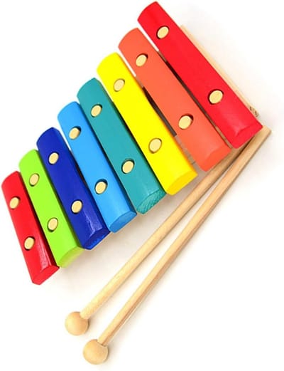 Klokkenspel 8-noten - Muziekspel Aluminium - Muziek Ontdekken - Helder Geluid - 60 x 40 x 20 cm - Kleurrijk
