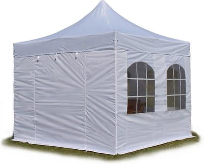 3x3 m Easy Up partytent Vouwpaviljoen met zijwanden (4 vensters), PROFESSIONAL alu 40mm, wit